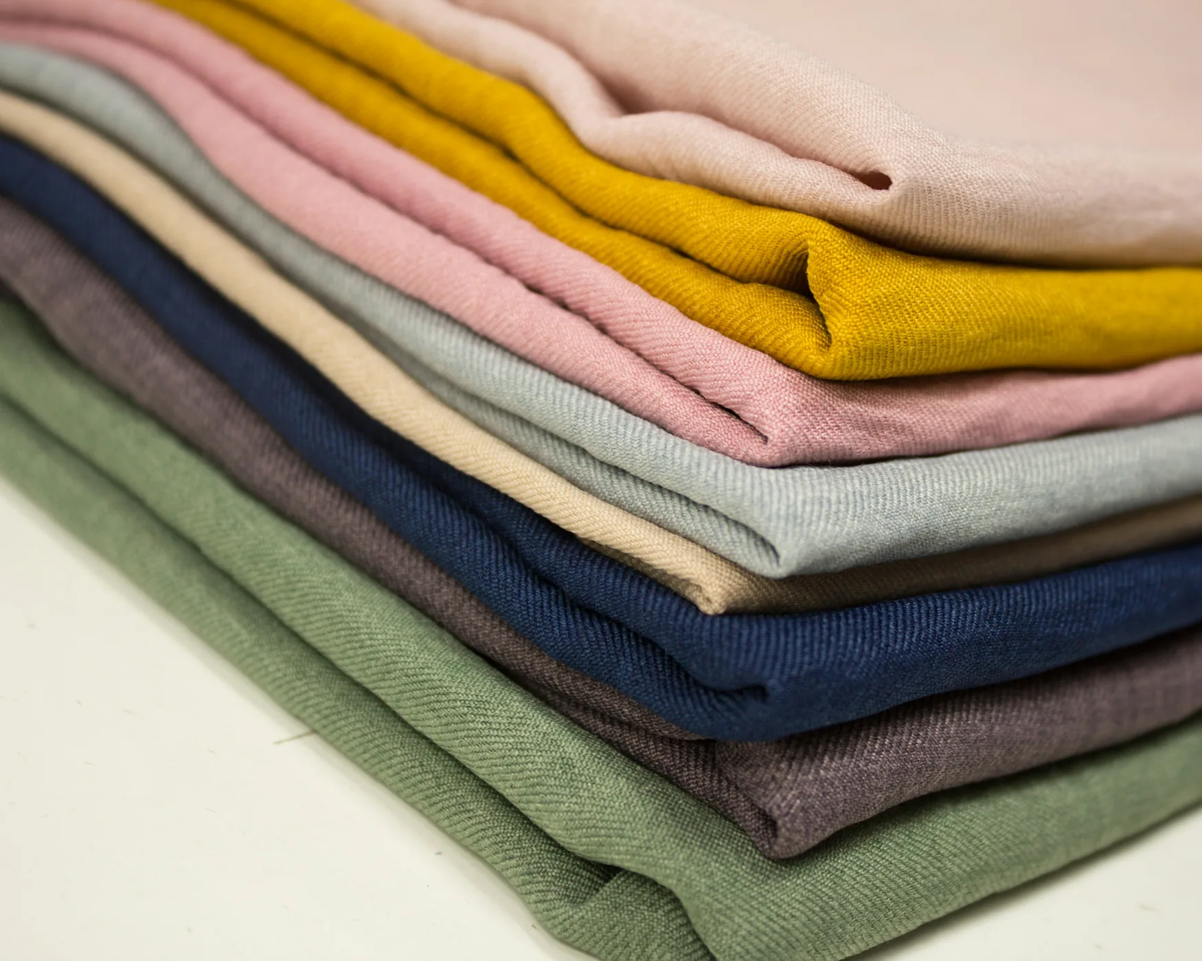 A coordinated stack of folded fabrics